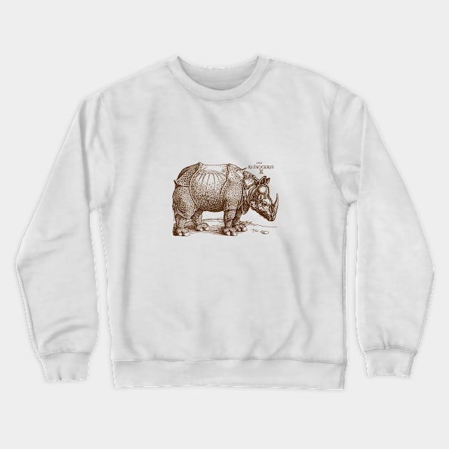 Albrecht Durer's Rhinoceros Crewneck Sweatshirt by Pixelchicken